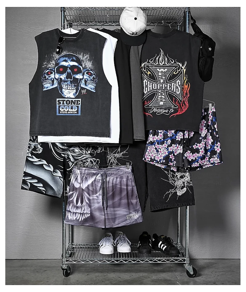 WWE Bad To The Bonz Black Wash Tank Top