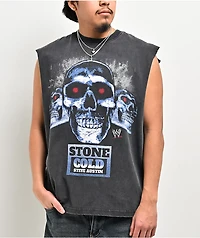 WWE Bad To The Bonz Black Wash Tank Top