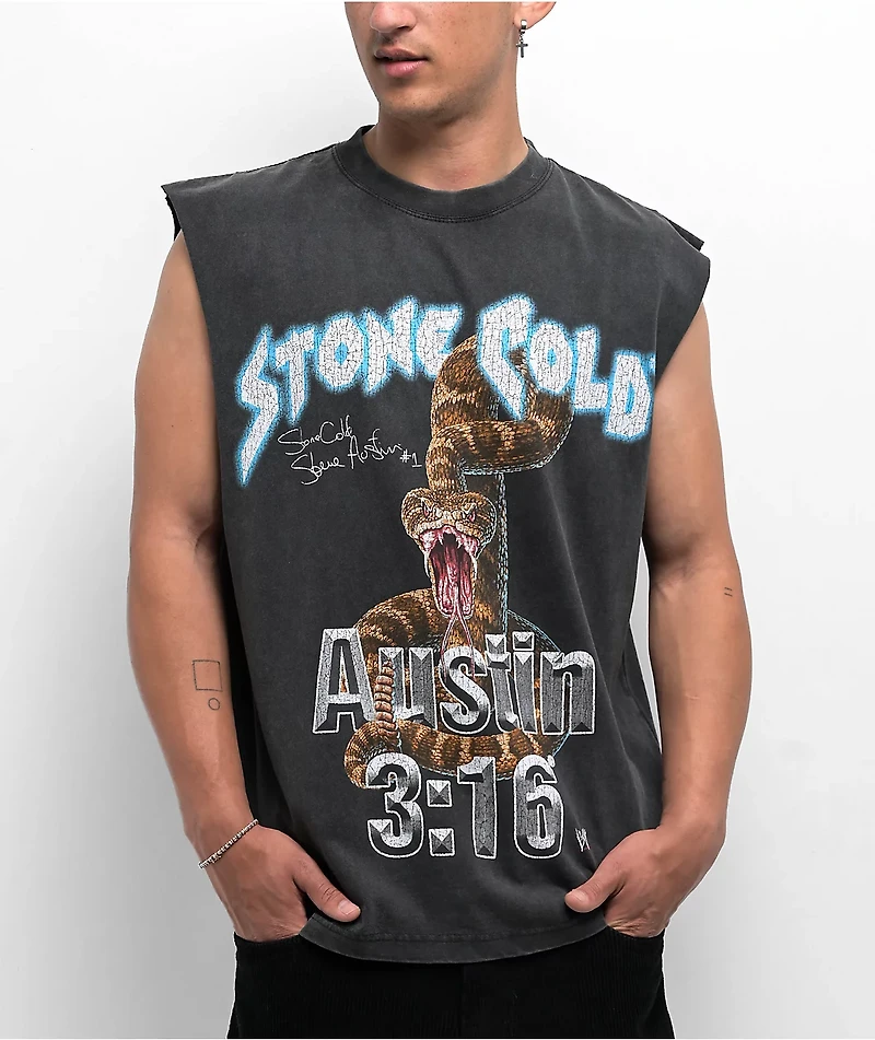 WWE Bottom Line Black Wash Tank Top
