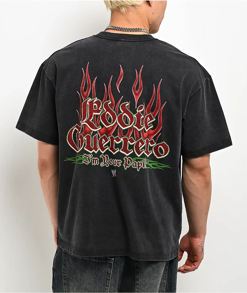 WWE Eddie Guerrero Flames Black Wash T-Shirt