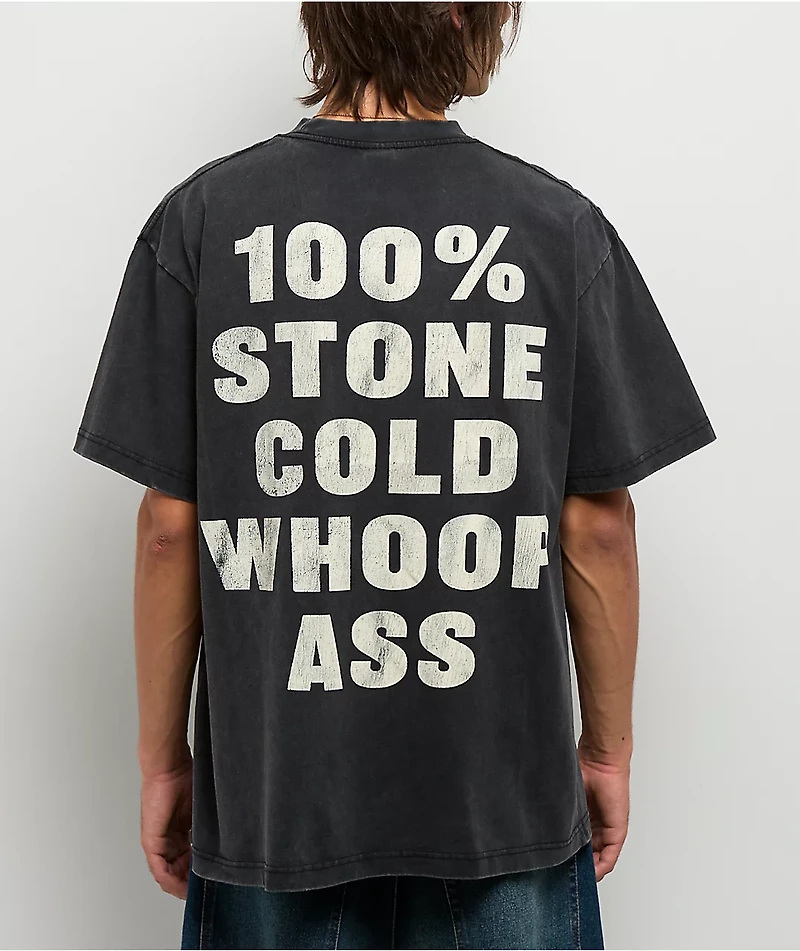 WWE Stone Cold Whoop Black Wash T-Shirt