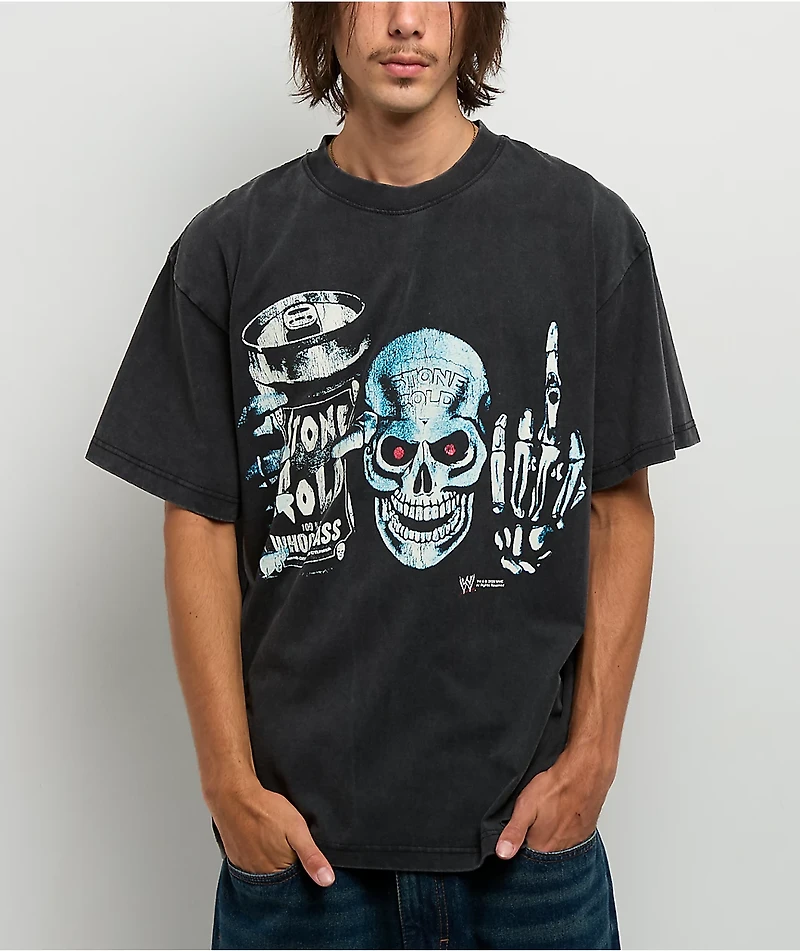 WWE Stone Cold Whoop Black Wash T-Shirt