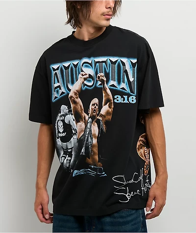 WWE Stone Cold Wrap Black T-Shirt