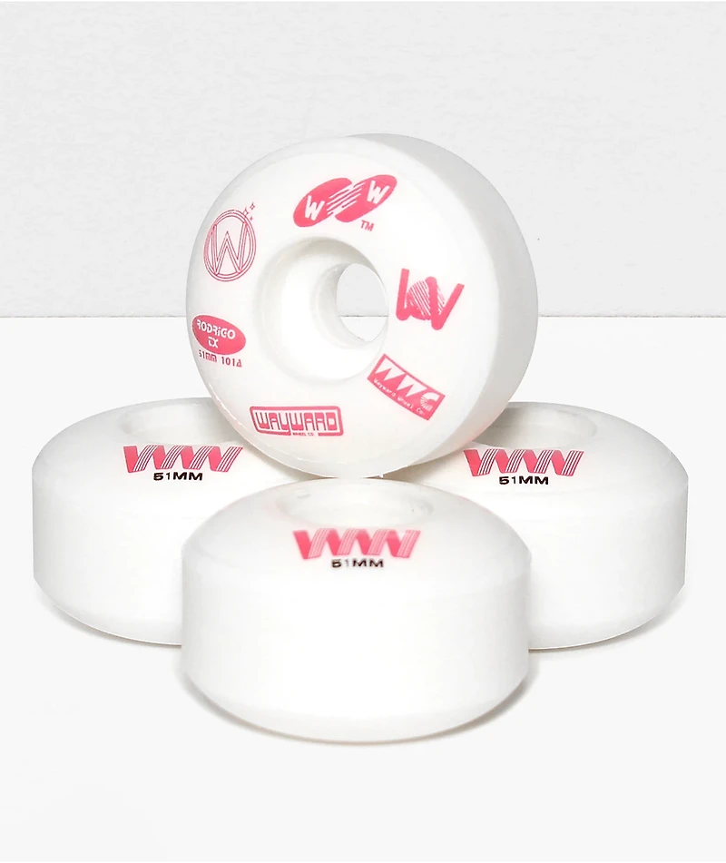 Wayward Rodrigo TX 51mm 101a White Skateboard Wheels
