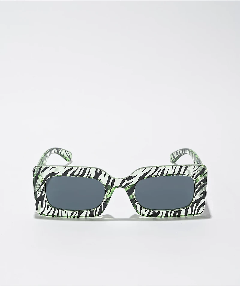 Wednesday Green Zebra Stripe Sunglasses