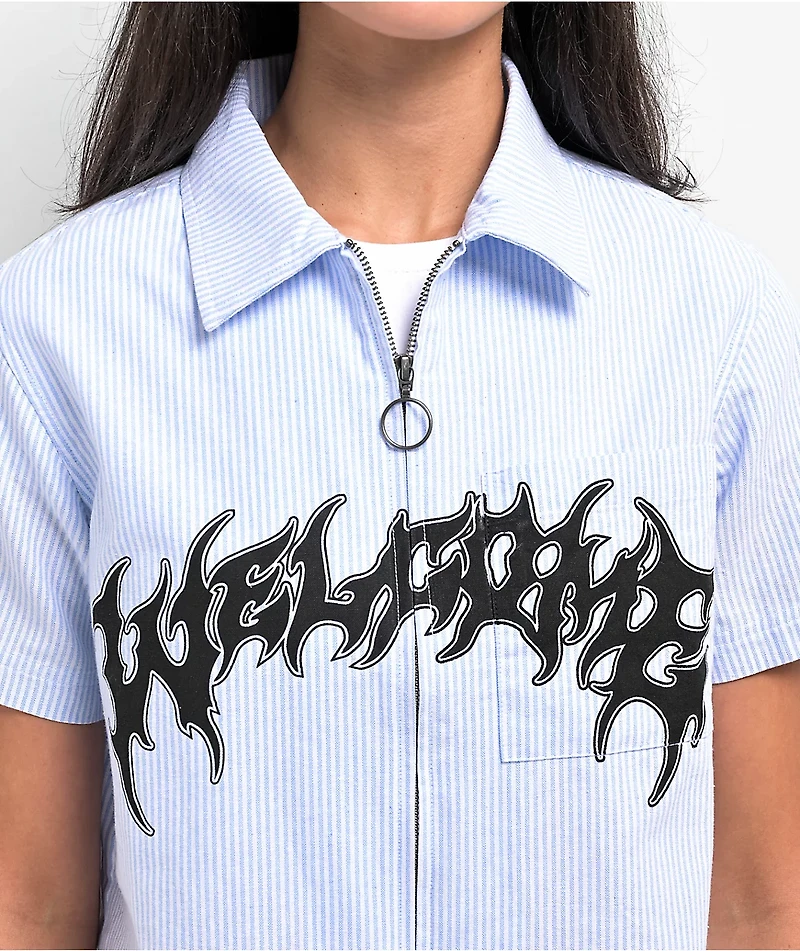 Welcome Barb Oxford Blue & White Short Sleeve Work Shirt