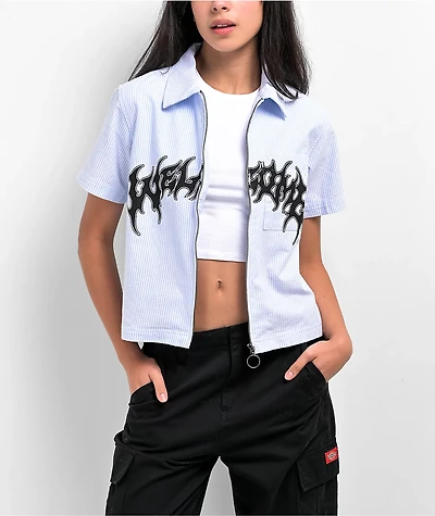 Welcome Barb Oxford Blue & White Short Sleeve Work Shirt