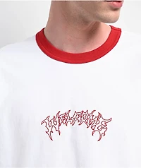 Welcome Barb Ringer White & Red T-Shirt