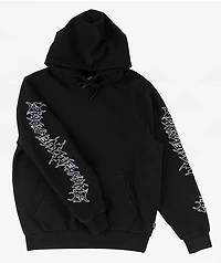Welcome Barb Sleeve Embroidered Black Hoodie