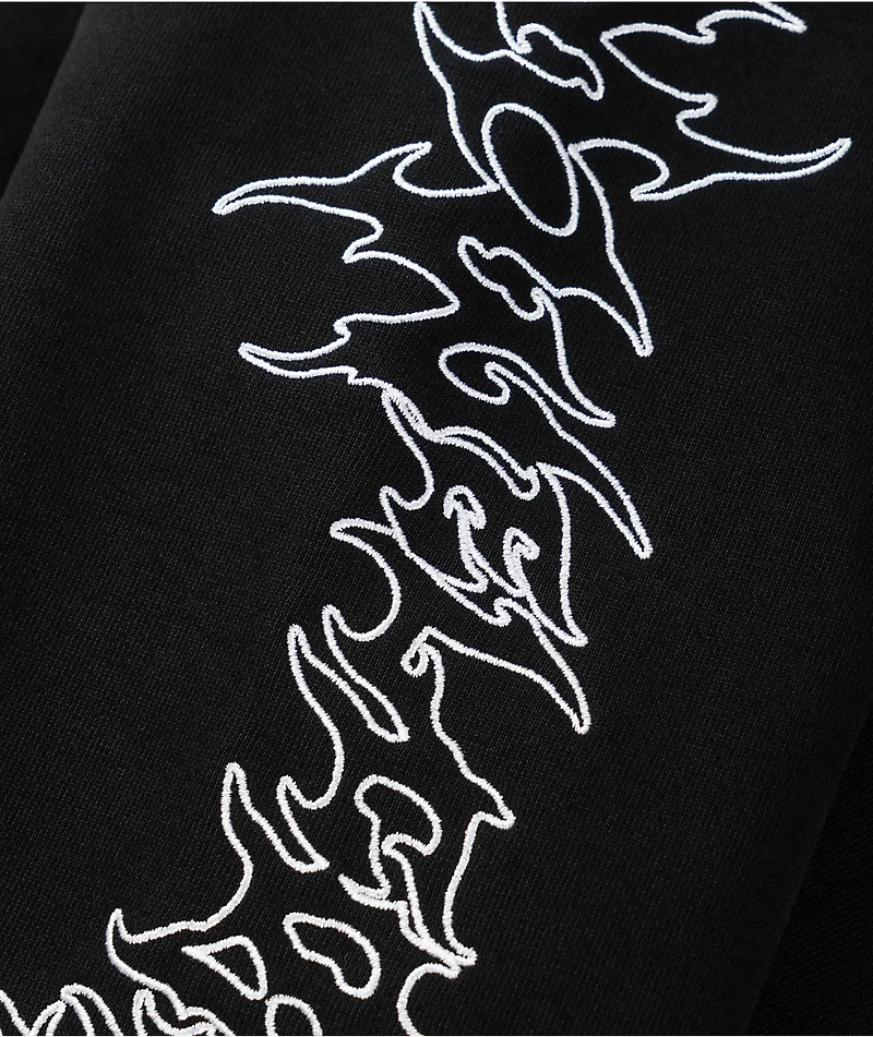 Welcome Barb Sleeve Embroidered Black Hoodie