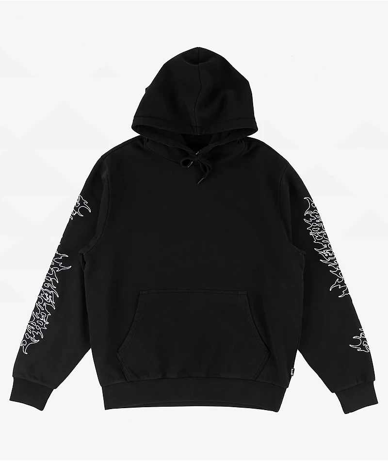 Welcome Barb Sleeve Embroidered Black Hoodie