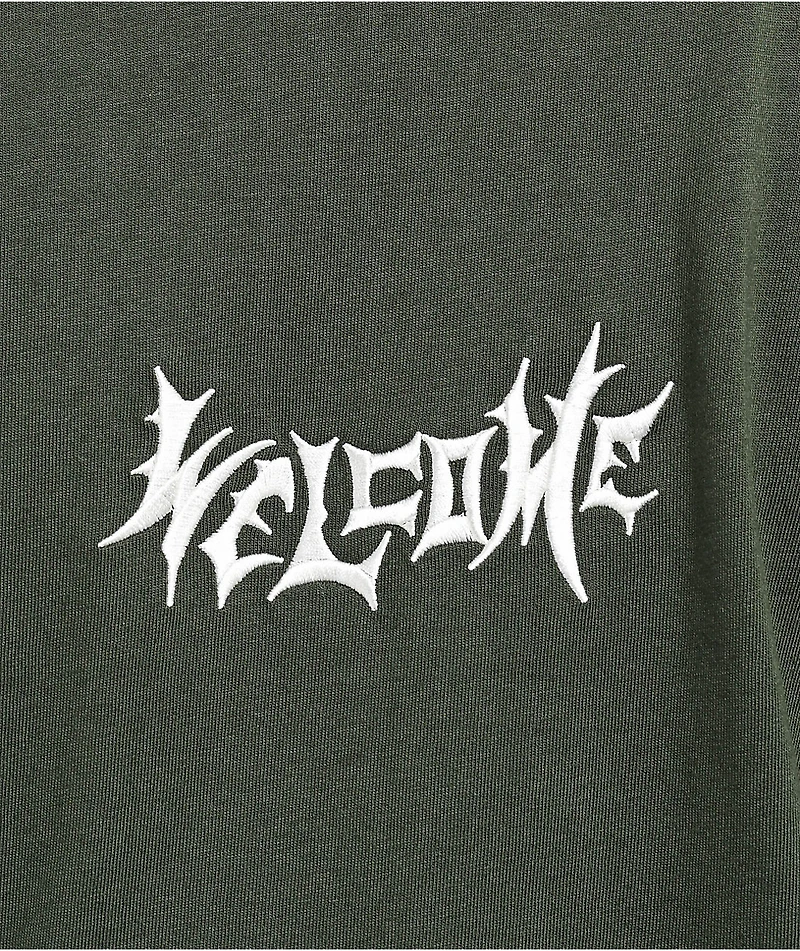 Welcome Batwing Dark Green 2Fer Long Sleeve T-Shirt