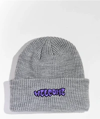 Welcome Bubble Grey & Purple Beanie