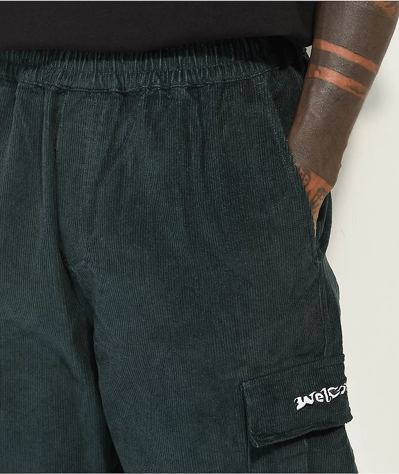 Welcome Chamber Green Corduroy Elastic Waist Pants