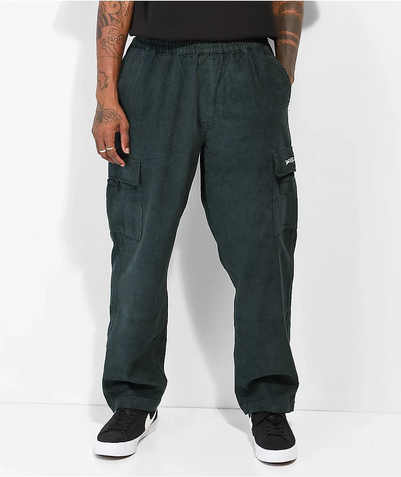 Welcome Chamber Green Corduroy Elastic Waist Pants