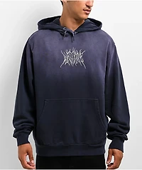 Welcome Chasm Embroidered Enzyme-Washed Dark Sapphire Hoodie