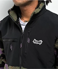 Welcome Cloak Dark Green Sherpa Zip Sweatshirt