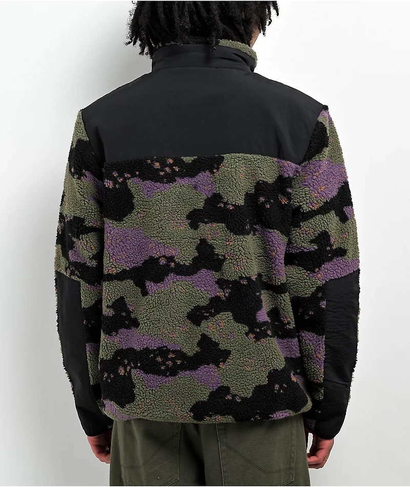Welcome Cloak Dark Green Sherpa Zip Sweatshirt