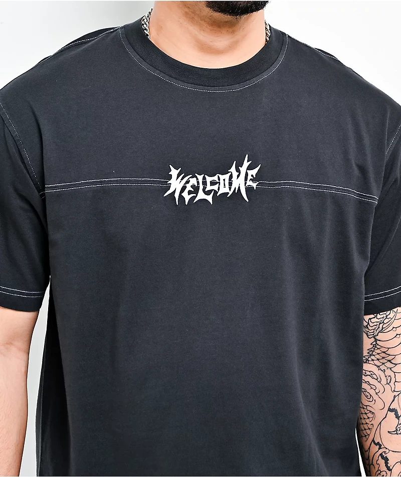 Welcome Contrast Black T-Shirt
