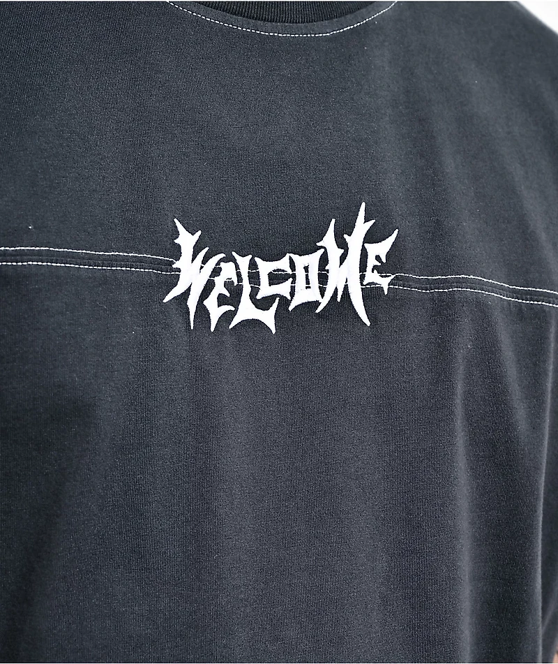 Welcome Contrast Black T-Shirt