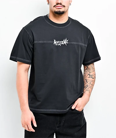 Welcome Contrast Black T-Shirt