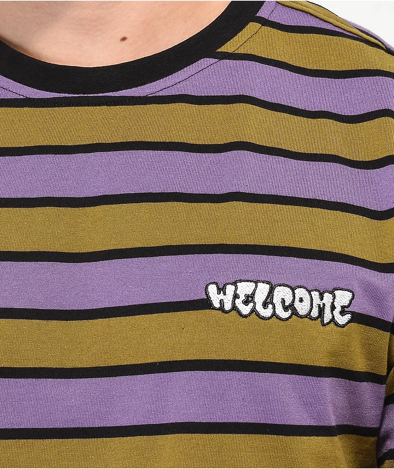Welcome Cooper Olive & Purple Stripe T-Shirt