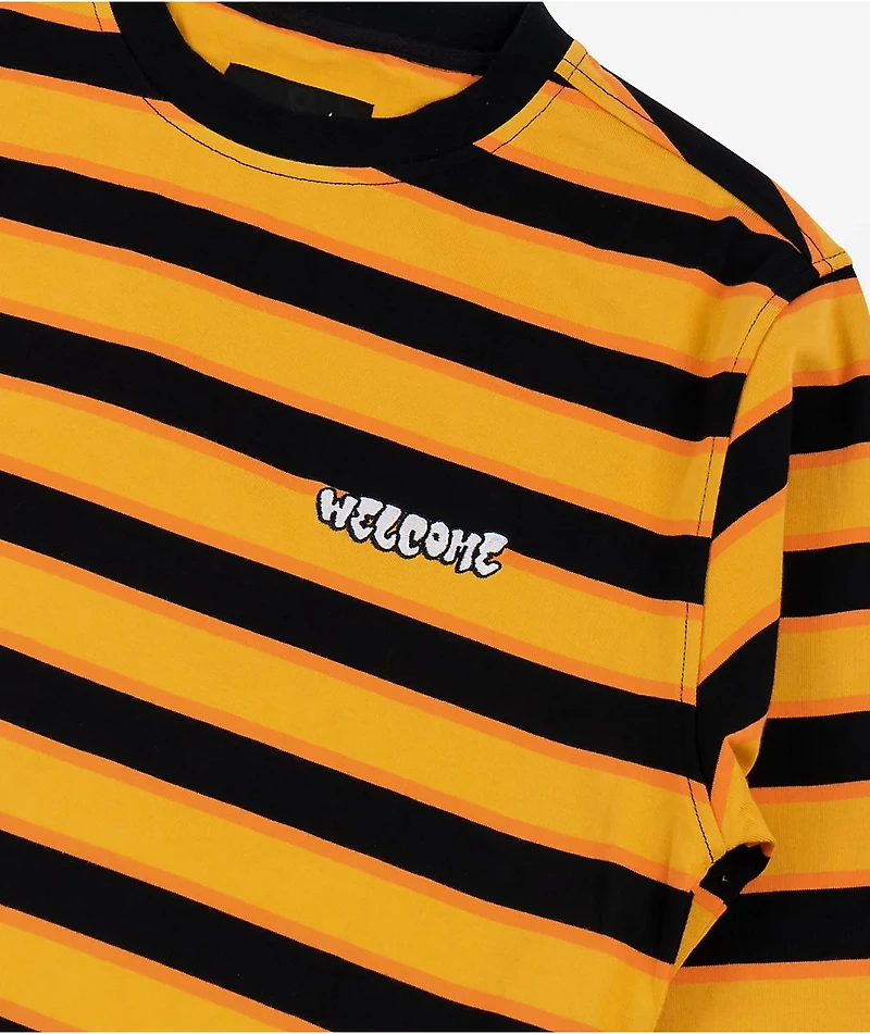 Welcome Cooper Stripe Gold Long Sleeve T-Shirt