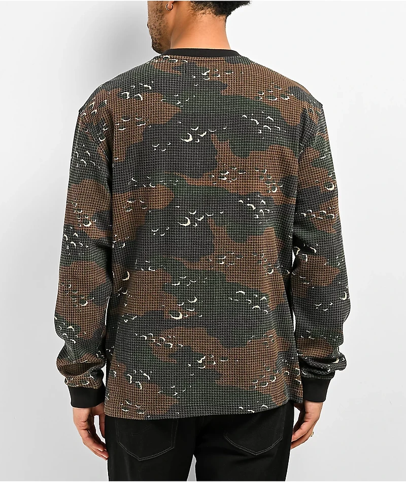 Welcome Covert Timber Camo Long Sleeve Waffle Knit T-Shirt