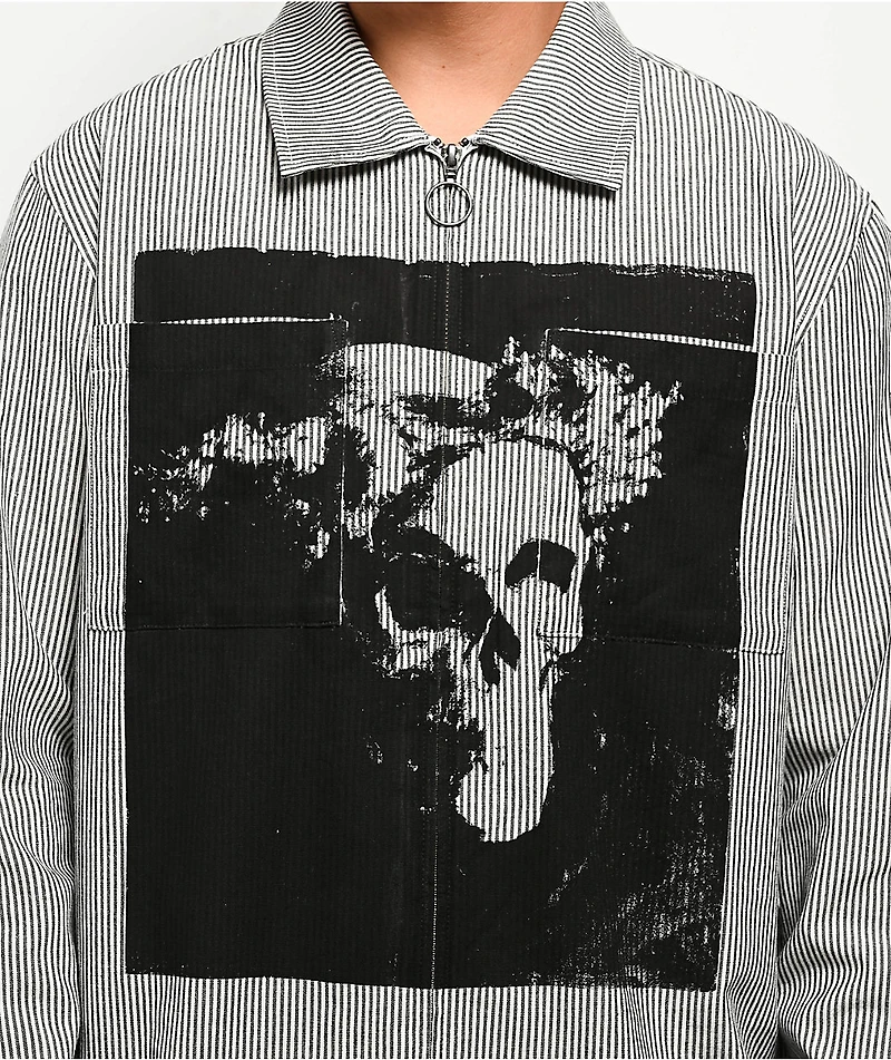 Welcome Crowned Stripe Zip Long Sleeve Shirt