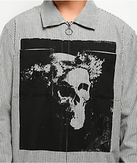 Welcome Crowned Stripe Zip Long Sleeve Shirt