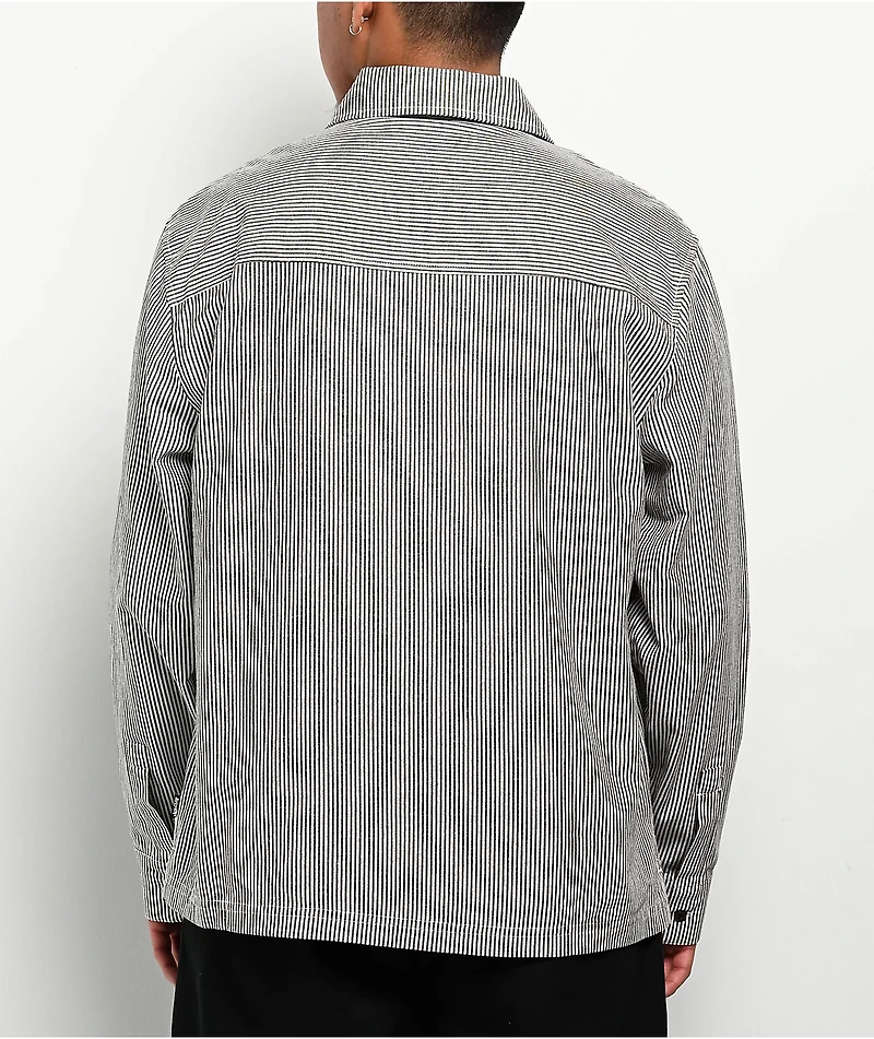 Welcome Crowned Stripe Zip Long Sleeve Shirt