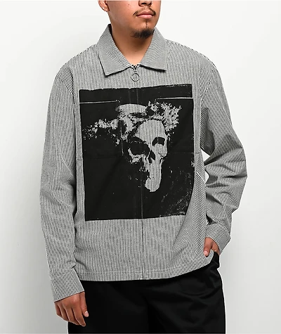 Welcome Crowned Stripe Zip Long Sleeve Shirt