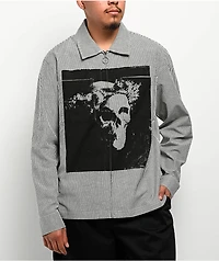 Welcome Crowned Stripe Zip Long Sleeve Shirt