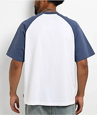 Welcome Dugout White & Navy Boxy Raglan T-Shirt