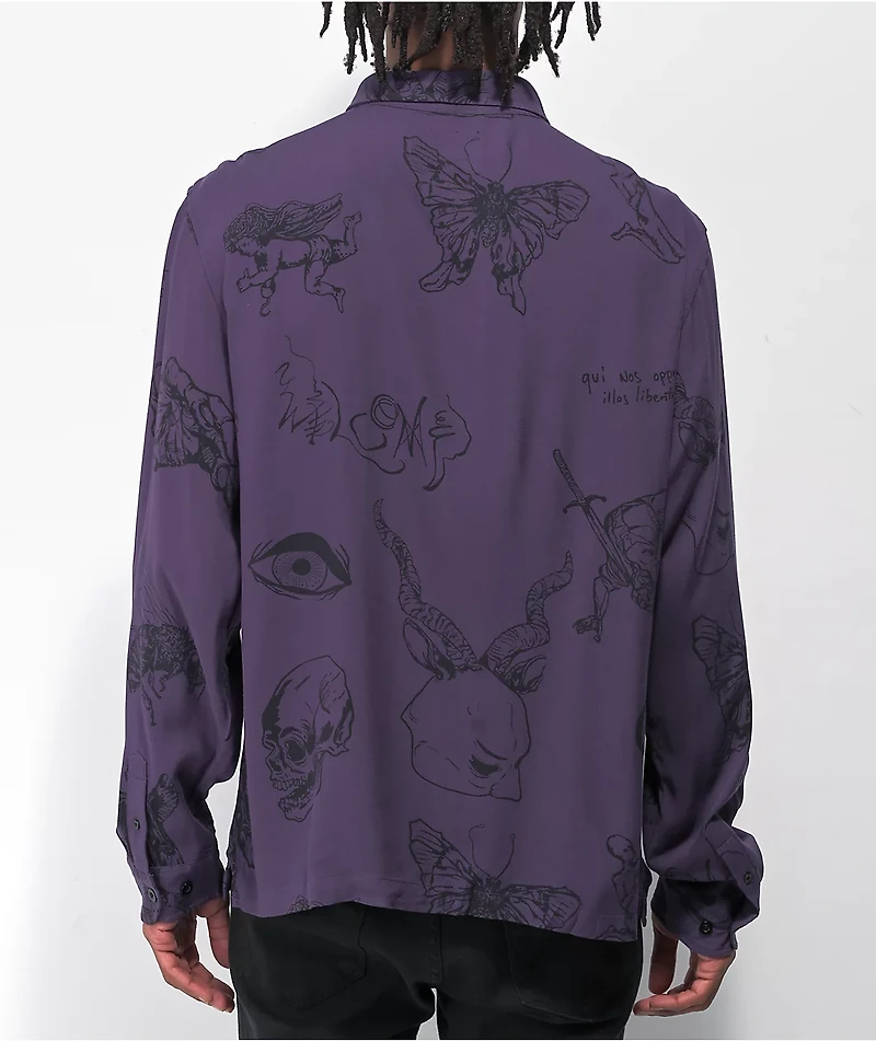 Welcome Emphemera Purple Long Sleeve Shirt