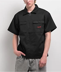 Welcome Fallen Angel Black Zip Work Shirt
