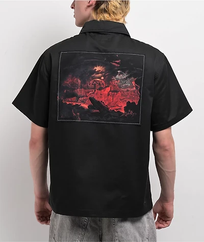 Welcome Fallen Angel Black Zip Work Shirt