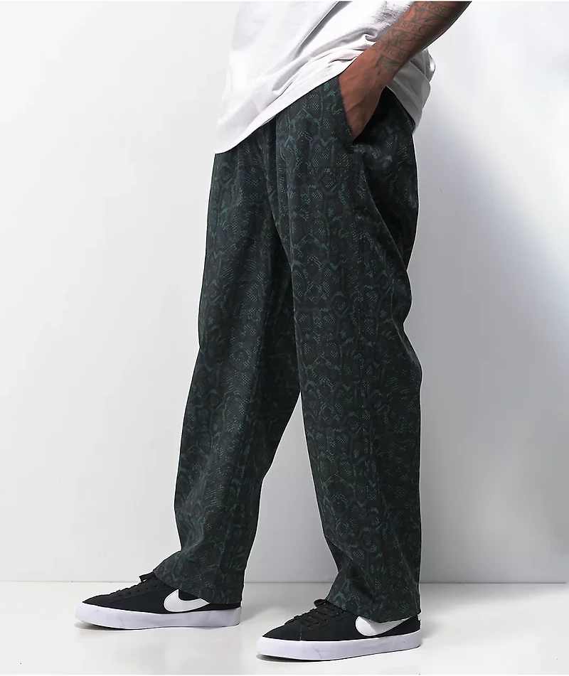 Welcome Fauna Green & Black Elastic Waist Pants