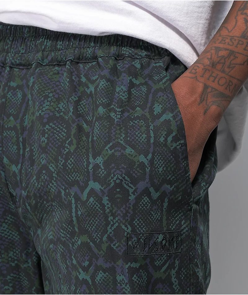 Welcome Fauna Green & Black Elastic Waist Pants