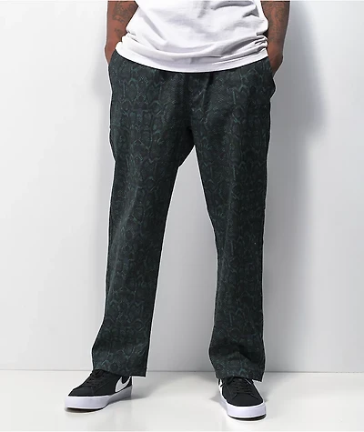 Welcome Fauna Green & Black Elastic Waist Pants