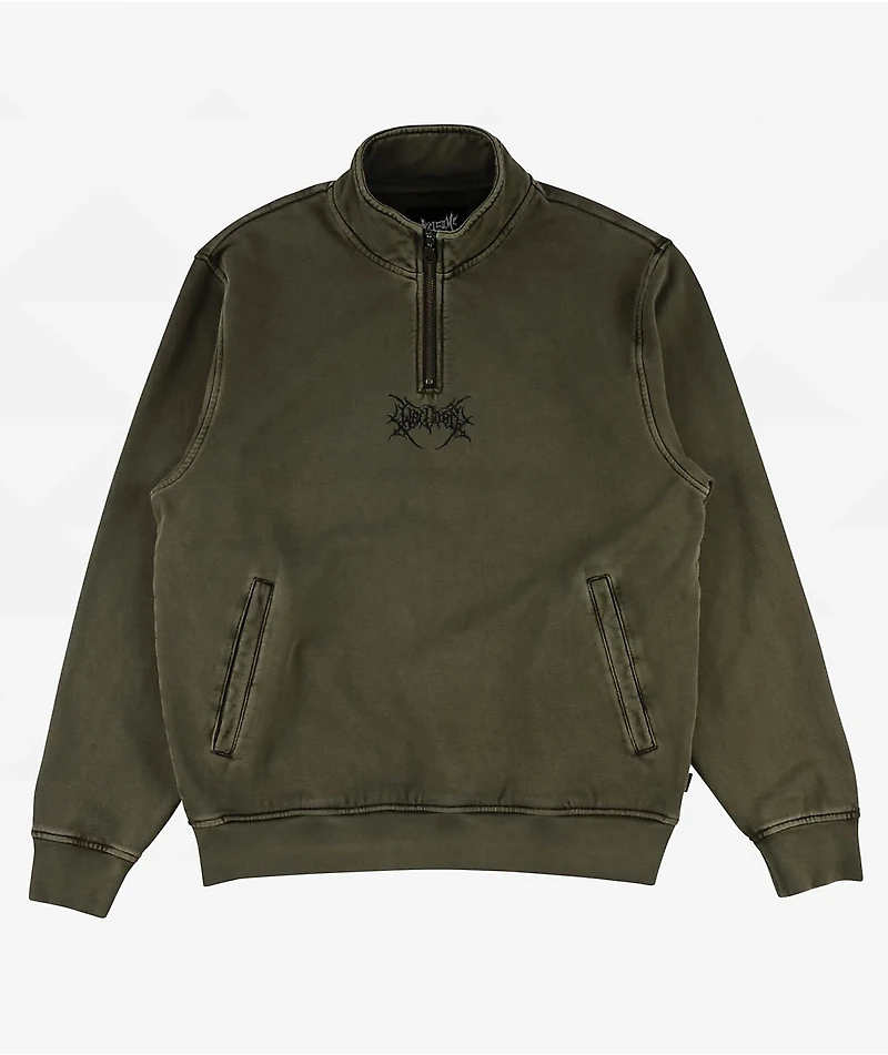 Welcome Gouge Olive Quarter Zip Sweatshirt