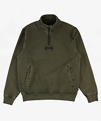 Welcome Gouge Olive Quarter Zip Sweatshirt
