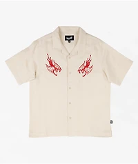 Welcome Hellion Bone Short Sleeve Button Up Shirt