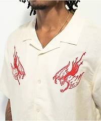 Welcome Hellion Bone Short Sleeve Button Up Shirt