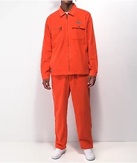 Welcome Hydra Pumpkin Neon Red Elastic Waist Corduroy Pants