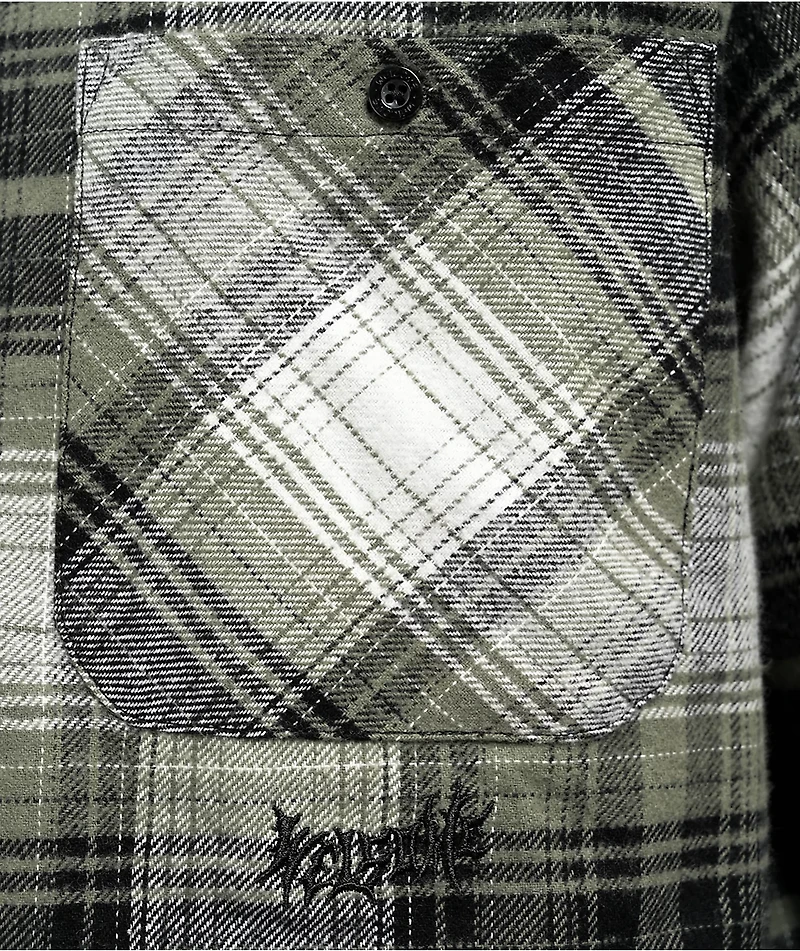 Welcome Lair Green 2fer Button Up Long Sleeve Shirt