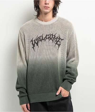 Welcome Maille Bone & Dark Green Dip-Dye Sweater