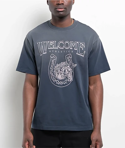 Welcome Mascot Enzyme Wash Navy T-Shirt