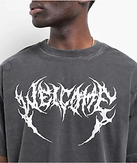 Welcome Mask Black Overprint Enzyme Wash T-Shirt