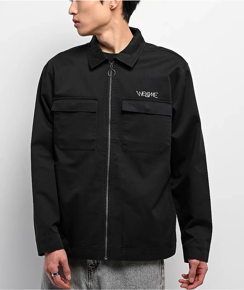 Welcome Paladin Black Long Sleeve Zip Work Shirt